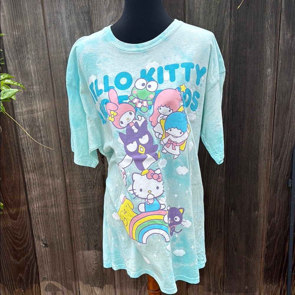 Hello Kitty Blue Short Sleeve Tee with Cartoon Graphics
